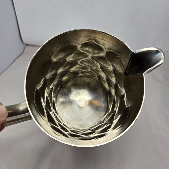 Tahari Home Solid Brass Silver Color Pitcher Vase Handle & Spout Indentations - Picture 5 of 12